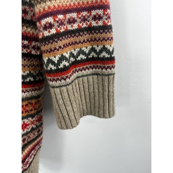 Talbots Tan Fair Isle Cardigan Sweater Wool Blend - Picture 5 of 11